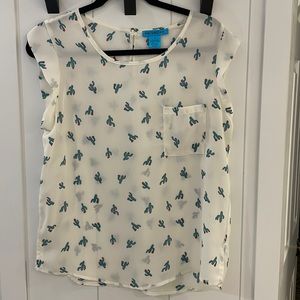 Cactus Print Blouse Sz M